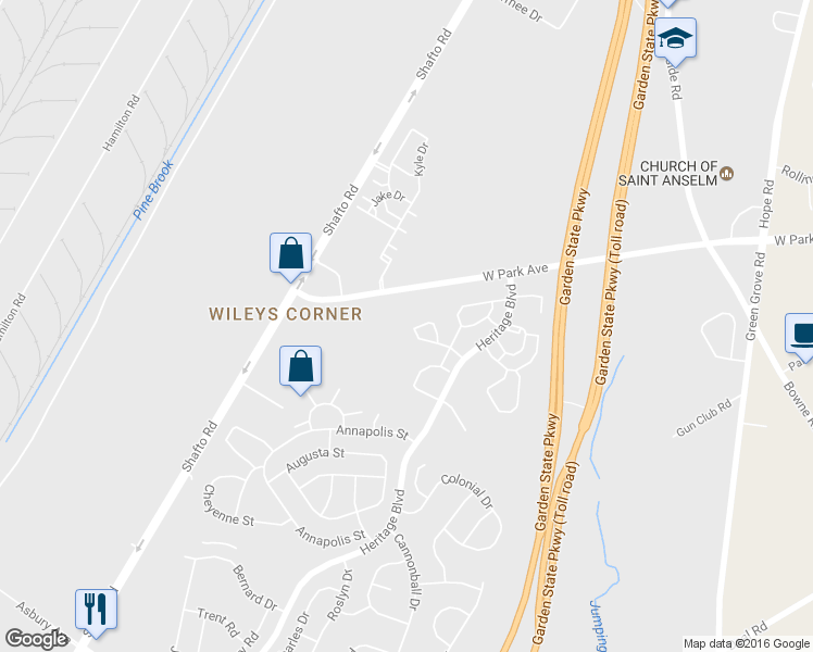 map of restaurants, bars, coffee shops, grocery stores, and more near 36 Phoenix Court in Tinton Falls