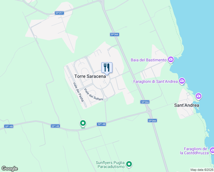 map of restaurants, bars, coffee shops, grocery stores, and more near 32 Viale dei Palmizi in Torre Saracena