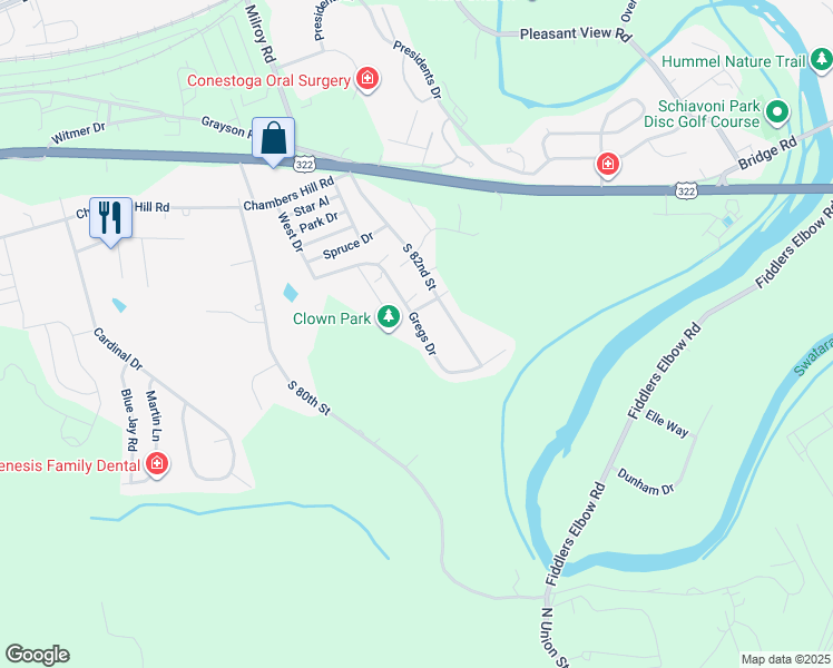 map of restaurants, bars, coffee shops, grocery stores, and more near 726 Gregs Drive in Harrisburg