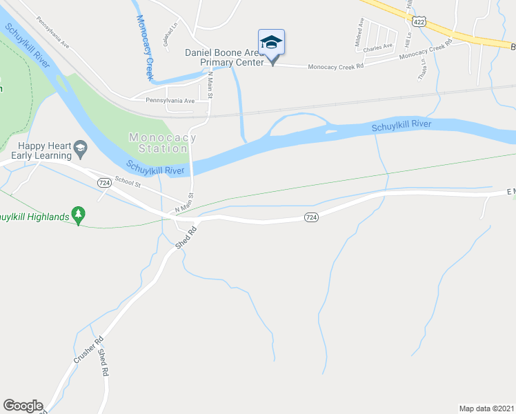 map of restaurants, bars, coffee shops, grocery stores, and more near 1721 East Main Street in Douglassville