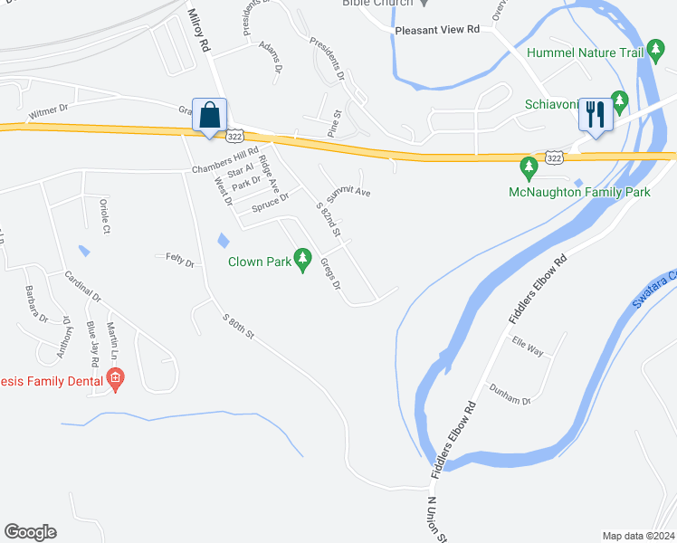 map of restaurants, bars, coffee shops, grocery stores, and more near 726 Gregs Drive in Harrisburg
