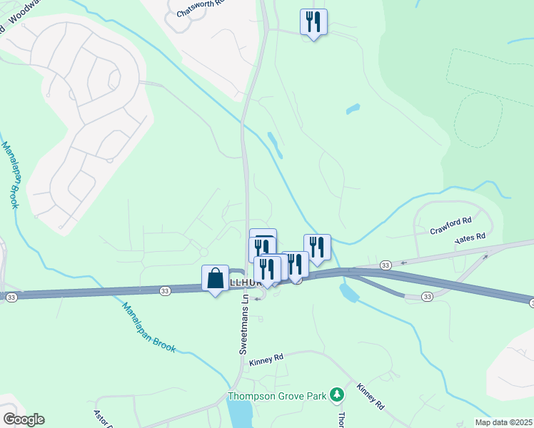 map of restaurants, bars, coffee shops, grocery stores, and more near 14 Smock Court in Manalapan Township