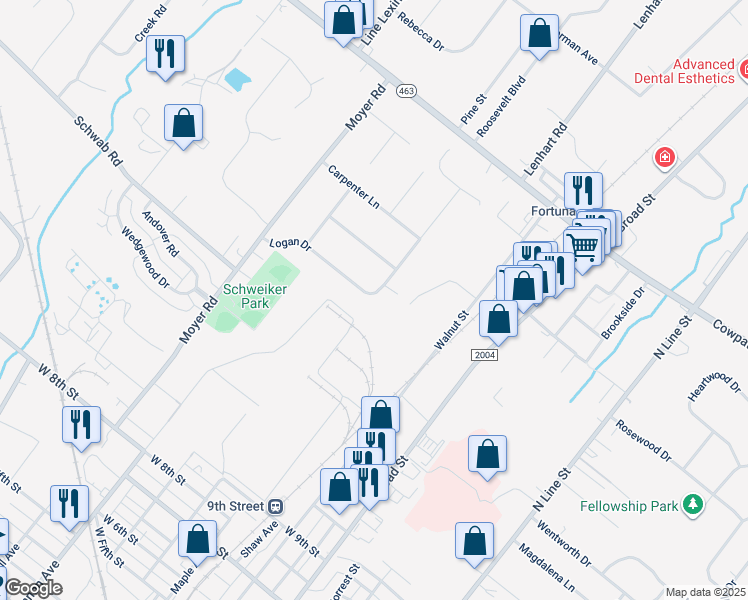 map of restaurants, bars, coffee shops, grocery stores, and more near 310 Logan Drive in Hatfield