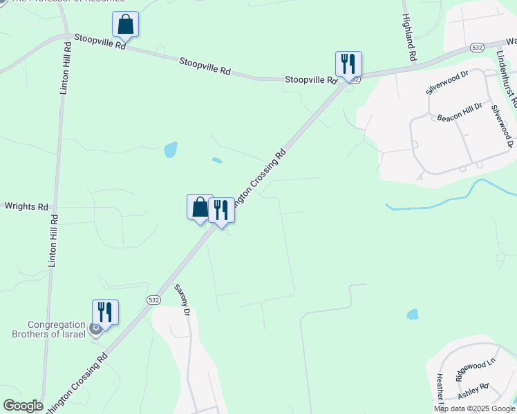 map of restaurants, bars, coffee shops, grocery stores, and more near 7 Gaucks Lane in Newtown