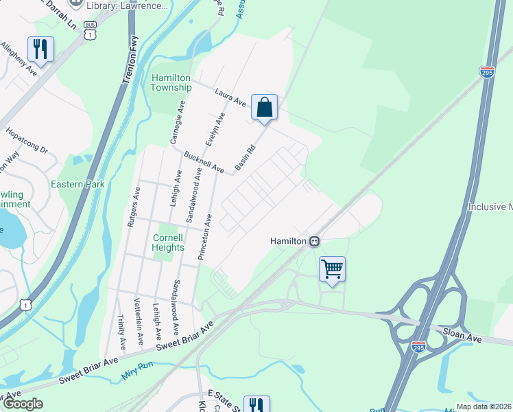 map of restaurants, bars, coffee shops, grocery stores, and more near 2 Tacoma Lane in Trenton