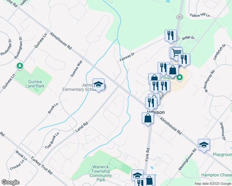 map of restaurants, bars, coffee shops, grocery stores, and more near 2012 Fairmount Drive in Jamison