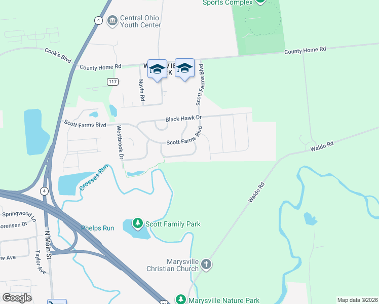 map of restaurants, bars, coffee shops, grocery stores, and more near 564 Summer Tree Loop in Marysville