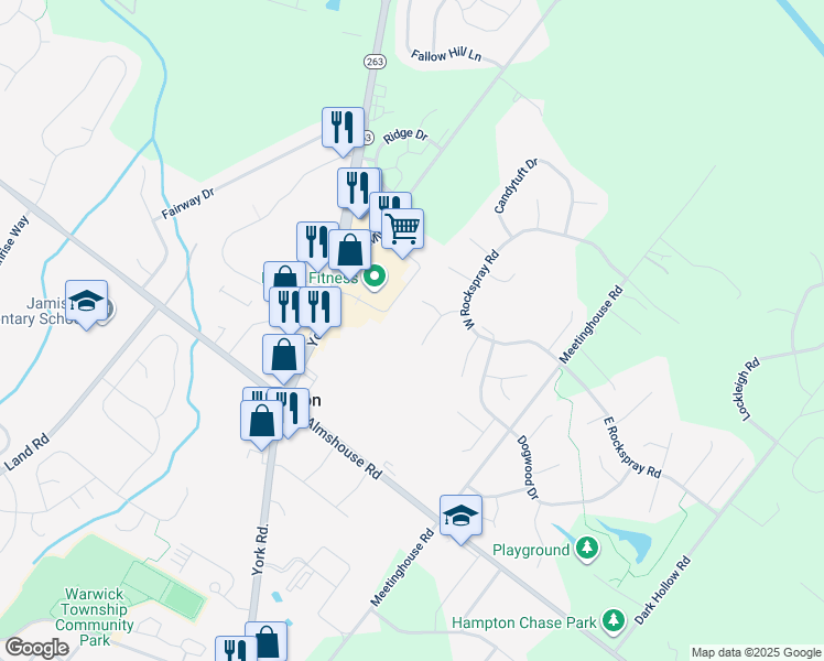 map of restaurants, bars, coffee shops, grocery stores, and more near 2346 Magnolia Way in Jamison