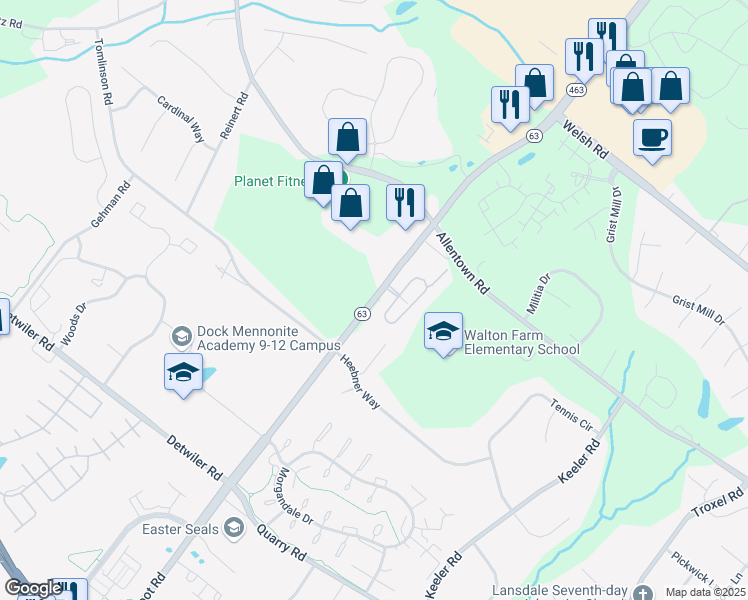 map of restaurants, bars, coffee shops, grocery stores, and more near 726 Forty Foot Road in Hatfield