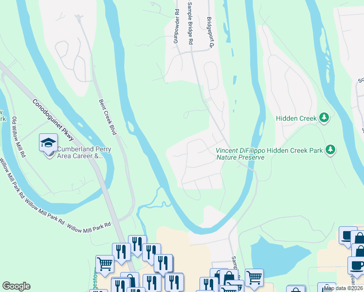 map of restaurants, bars, coffee shops, grocery stores, and more near 32 Bethpage Drive in Mechanicsburg