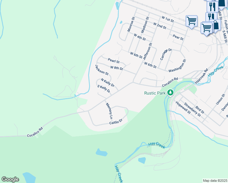 map of restaurants, bars, coffee shops, grocery stores, and more near 100 South Kelly Drive in Birdsboro