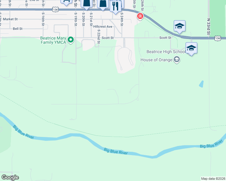 map of restaurants, bars, coffee shops, grocery stores, and more near in Beatrice