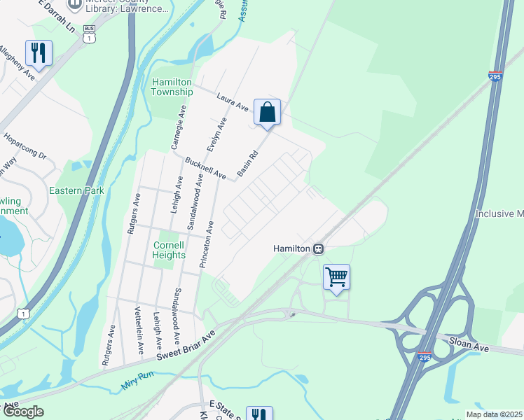 map of restaurants, bars, coffee shops, grocery stores, and more near 2 Tacoma Lane in Trenton