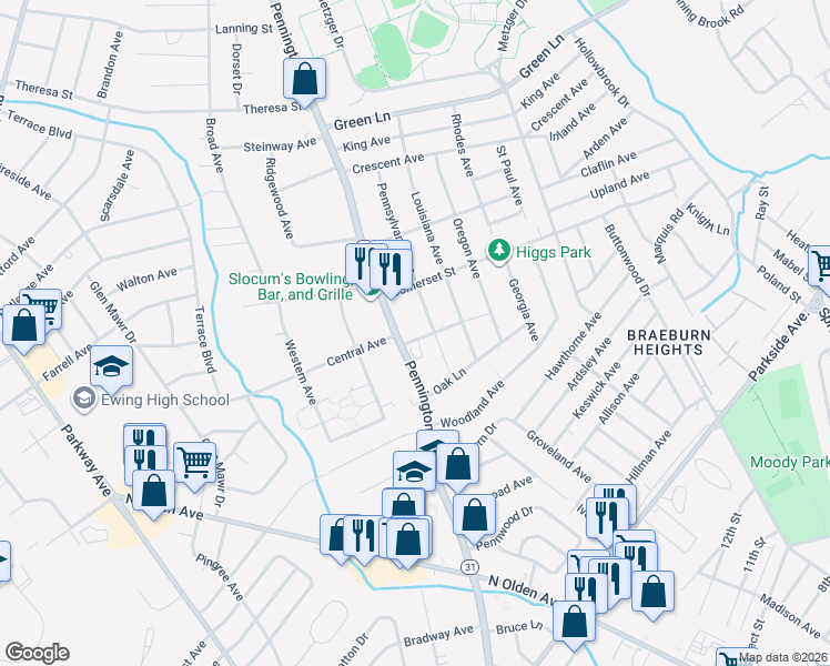 map of restaurants, bars, coffee shops, grocery stores, and more near 14 Atlantic St in Trenton