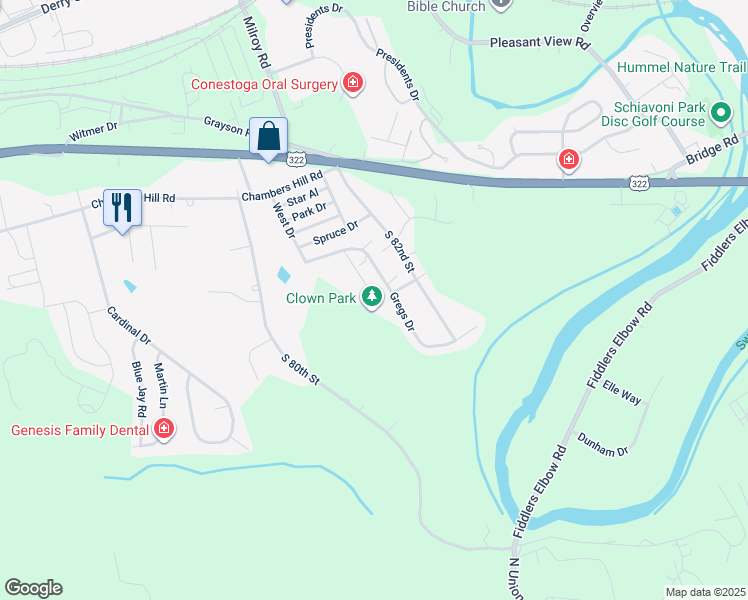 map of restaurants, bars, coffee shops, grocery stores, and more near 1000 Kaylor Drive in Harrisburg