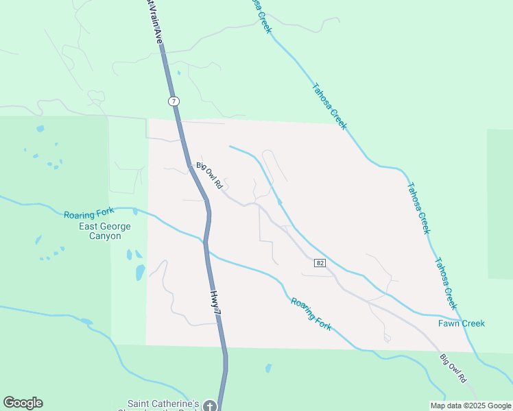 map of restaurants, bars, coffee shops, grocery stores, and more near 2475 Big Owl Road in Allenspark