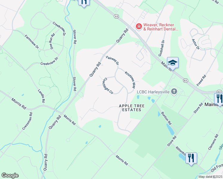 map of restaurants, bars, coffee shops, grocery stores, and more near 461 Coachlight Circle in Montgomery County