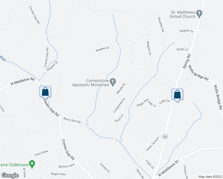 map of restaurants, bars, coffee shops, grocery stores, and more near 73 Ridge Avenue in Carlisle