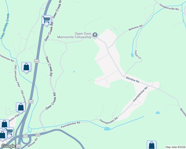 map of restaurants, bars, coffee shops, grocery stores, and more near 23 Charcoal Lane in Mohnton