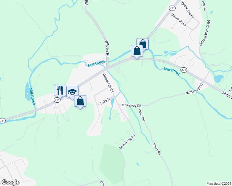 map of restaurants, bars, coffee shops, grocery stores, and more near 941 Gravel Hill Road in Ligonier