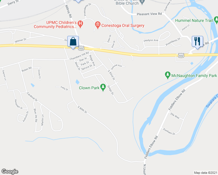 map of restaurants, bars, coffee shops, grocery stores, and more near 707 Gregs Drive in Harrisburg
