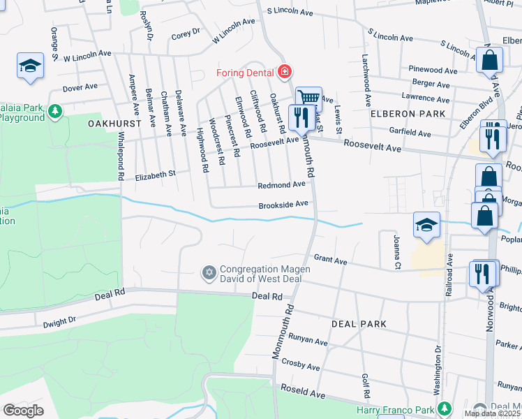 map of restaurants, bars, coffee shops, grocery stores, and more near 420 Brookside Avenue in Monmouth County