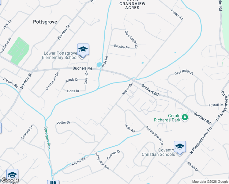 map of restaurants, bars, coffee shops, grocery stores, and more near 1177 Kepler Road in Pottstown