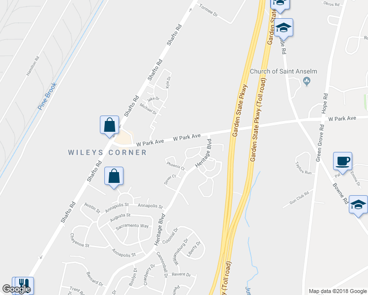 map of restaurants, bars, coffee shops, grocery stores, and more near 50 Madison Court in Asbury Park