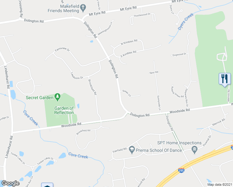map of restaurants, bars, coffee shops, grocery stores, and more near 1561 Dolington Road in Morrisville