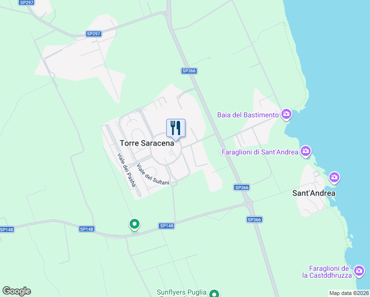 map of restaurants, bars, coffee shops, grocery stores, and more near 32 Viale dei Palmizi in Torre Saracena