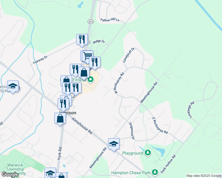 map of restaurants, bars, coffee shops, grocery stores, and more near 2346 Magnolia Way in Jamison