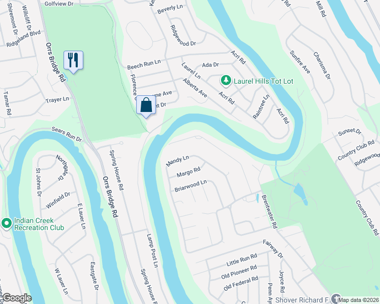 map of restaurants, bars, coffee shops, grocery stores, and more near 828 Mandy Lane in Camp Hill