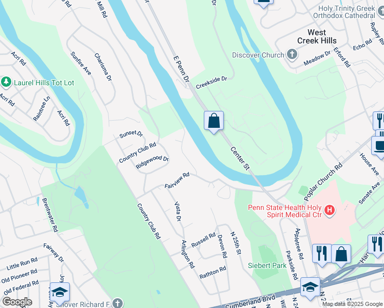map of restaurants, bars, coffee shops, grocery stores, and more near 809 Conodoguinet Drive in Camp Hill