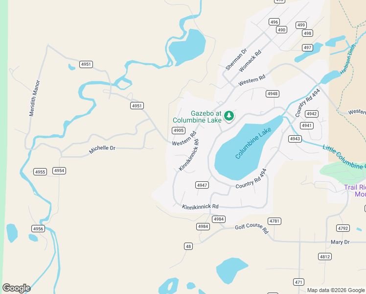 map of restaurants, bars, coffee shops, grocery stores, and more near 61 County Road 4980 in Grand Lake
