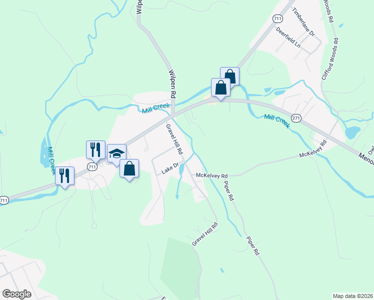 map of restaurants, bars, coffee shops, grocery stores, and more near 941 Gravel Hill Road in Ligonier
