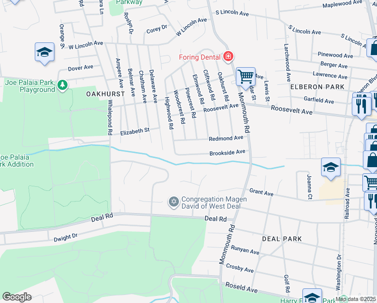 map of restaurants, bars, coffee shops, grocery stores, and more near 440 Brookside Avenue in Monmouth County