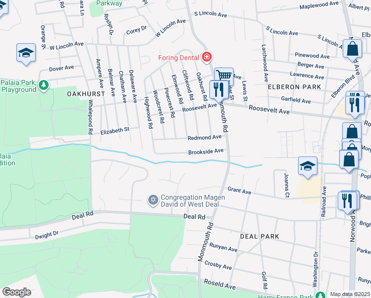map of restaurants, bars, coffee shops, grocery stores, and more near 420 Brookside Avenue in Monmouth County
