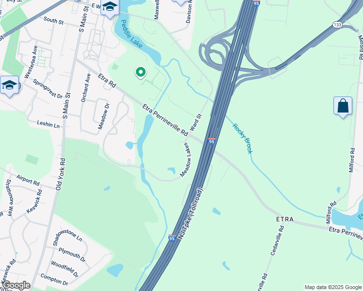 map of restaurants, bars, coffee shops, grocery stores, and more near 300 Meadow Lakes in East Windsor