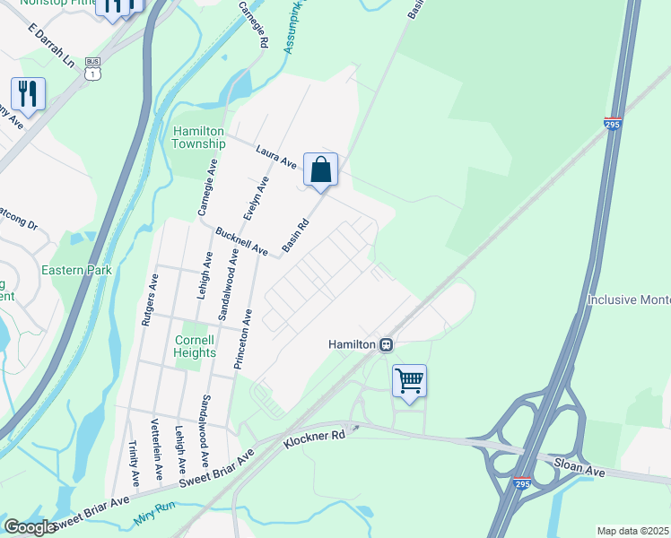 map of restaurants, bars, coffee shops, grocery stores, and more near 1047 Halifax Place in Trenton