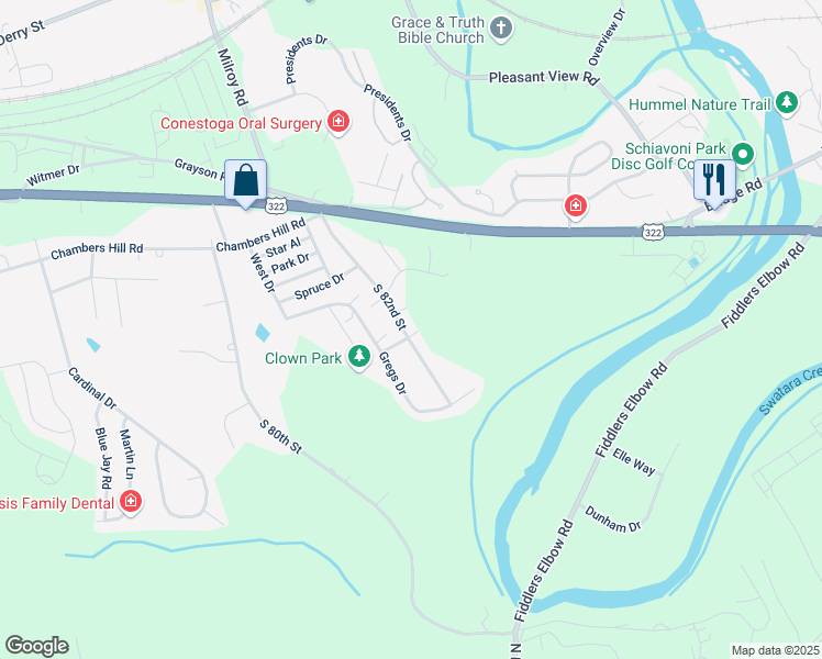 map of restaurants, bars, coffee shops, grocery stores, and more near 694 South 82nd Street in Harrisburg
