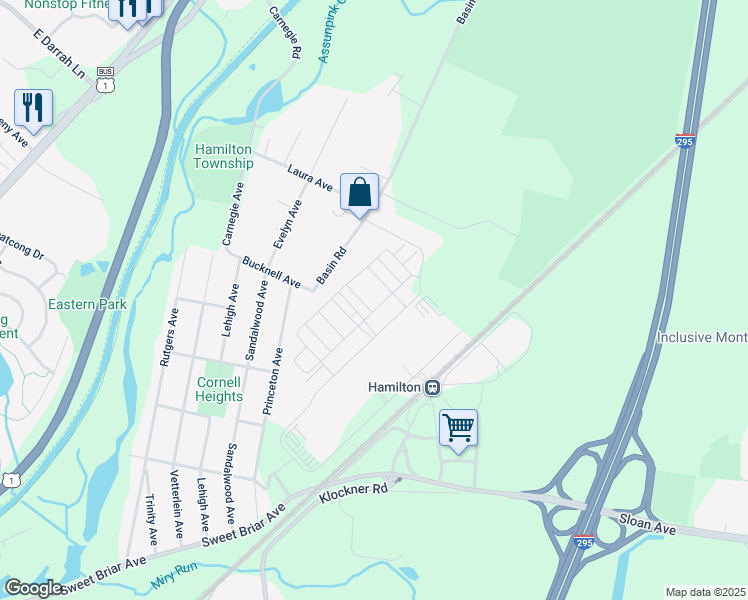 map of restaurants, bars, coffee shops, grocery stores, and more near 1047 Halifax Place in Trenton