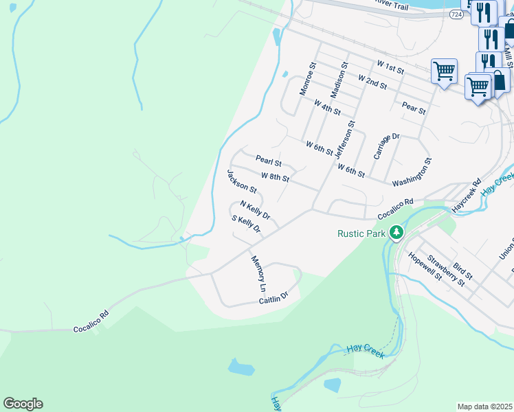 map of restaurants, bars, coffee shops, grocery stores, and more near 110 North Kelly Drive in Birdsboro