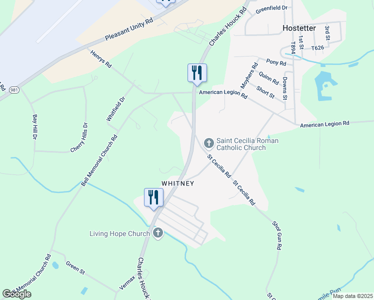 map of restaurants, bars, coffee shops, grocery stores, and more near 435 Charles Houck Road in Latrobe