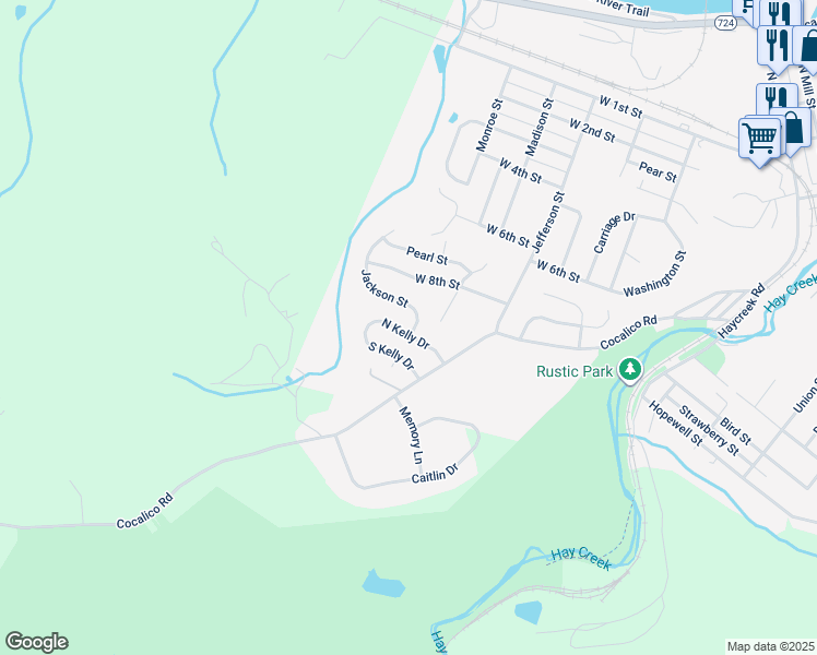 map of restaurants, bars, coffee shops, grocery stores, and more near 110 North Kelly Drive in Birdsboro