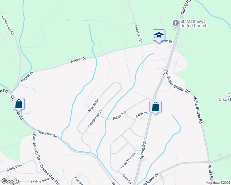 map of restaurants, bars, coffee shops, grocery stores, and more near 90 Longstreet Drive in Carlisle