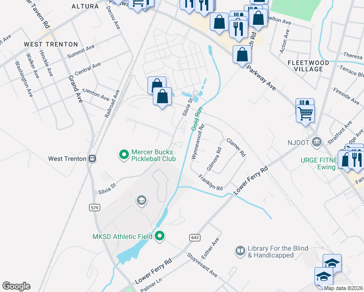 map of restaurants, bars, coffee shops, grocery stores, and more near 431 Silvia Street in Ewing Township