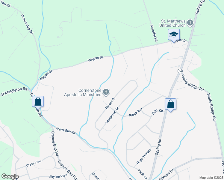 map of restaurants, bars, coffee shops, grocery stores, and more near 85 Ridge Avenue in Carlisle