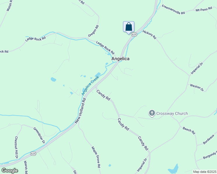 map of restaurants, bars, coffee shops, grocery stores, and more near 30 Candy Road in Mohnton