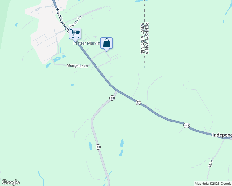 map of restaurants, bars, coffee shops, grocery stores, and more near 2 West Virginia 88 in Wellsburg