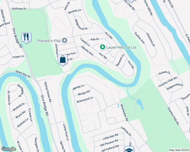 map of restaurants, bars, coffee shops, grocery stores, and more near 833 Meadow Lane in Camp Hill